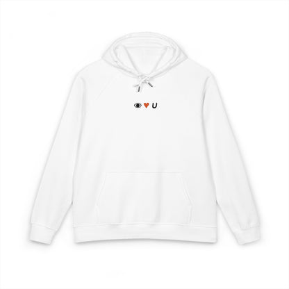 Look Close Embroidered Hoodie 👁️❤️U White (Black Stitch)